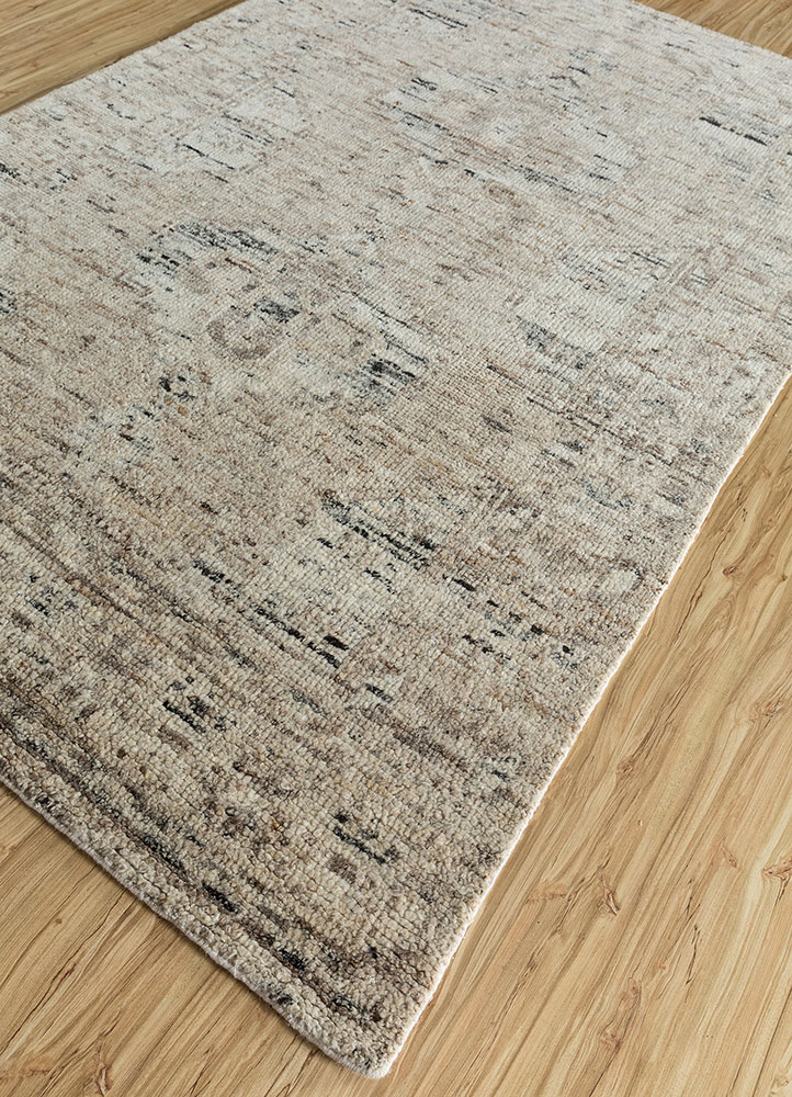 thyme beige and brown wool hand knotted Rug - FloorShot