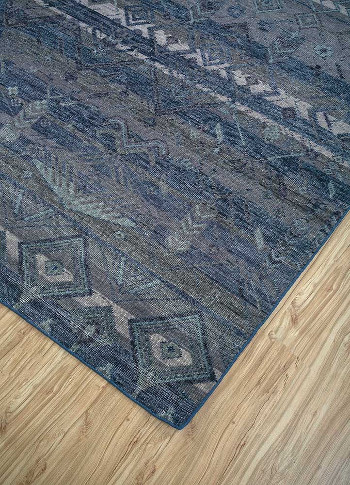thyme blue wool hand knotted Rug - FloorShot