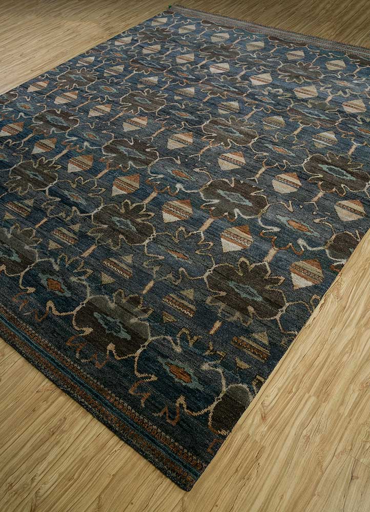 erbe blue wool hand knotted Rug - FloorShot