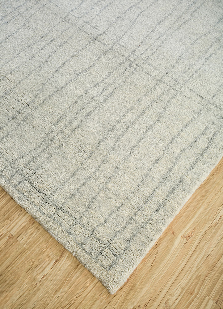 zuri ivory wool hand knotted Rug - FloorShot