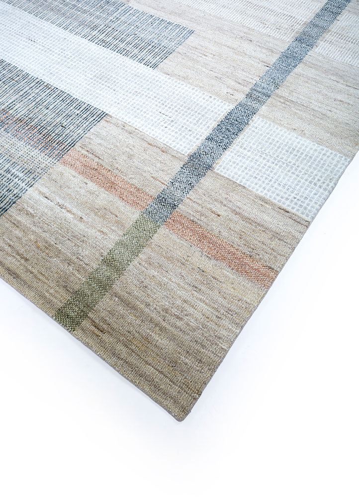 blythe beige and brown wool hand knotted Rug - FloorShot