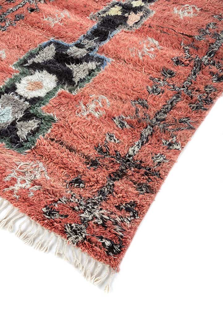 zuri red and orange afghan wool hand knotted Rug - FloorShot