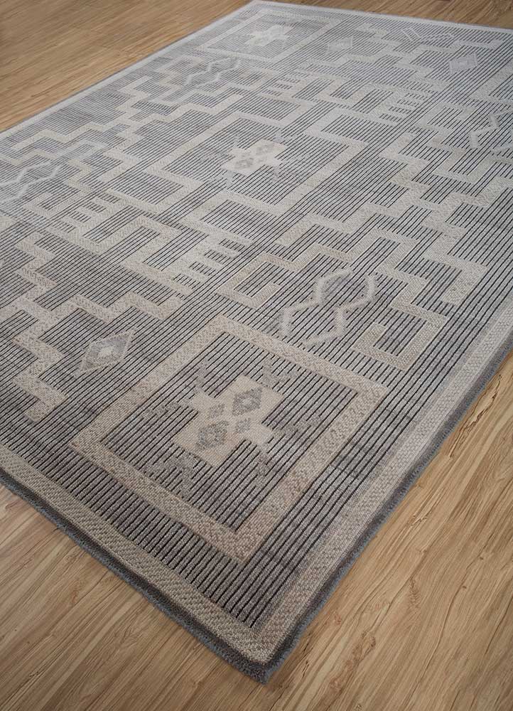 thyme grey and black wool hand knotted Rug - FloorShot