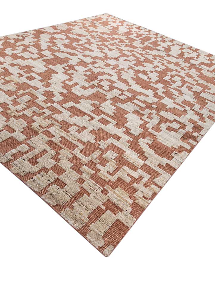 thyme red and orange wool hand knotted Rug - FloorShot