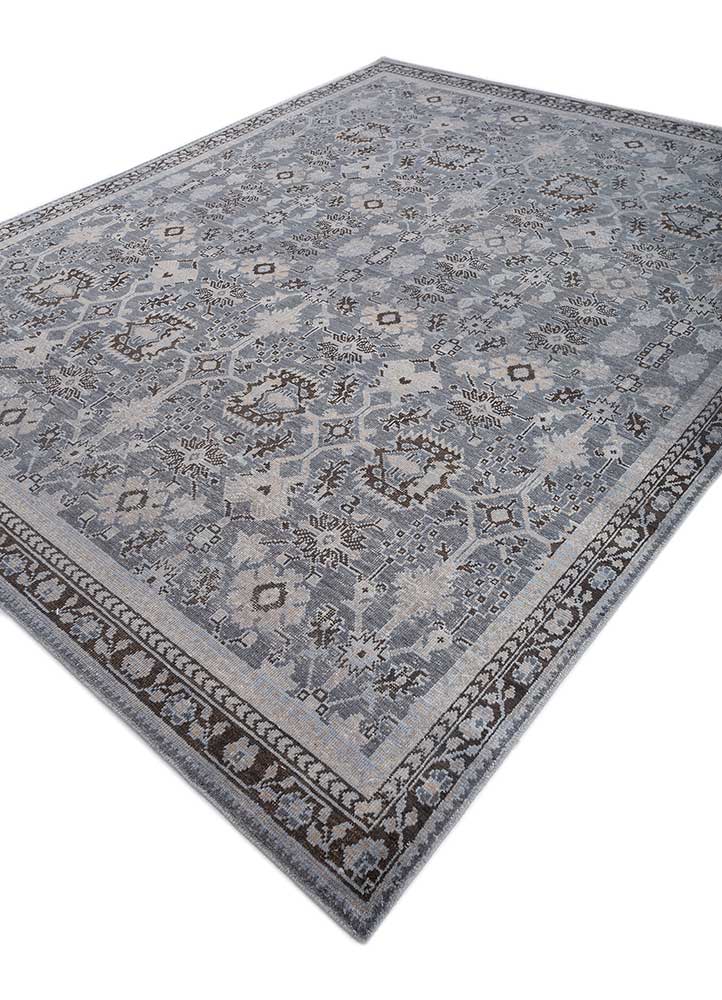 erbe blue wool hand knotted Rug - FloorShot