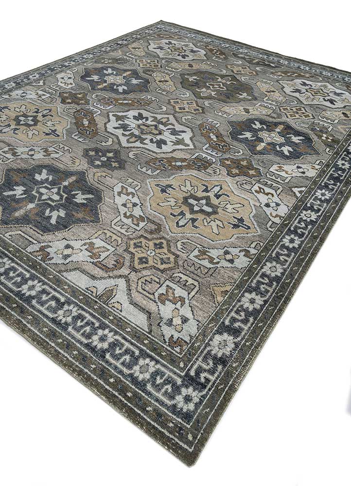 erbe green wool hand knotted Rug - FloorShot