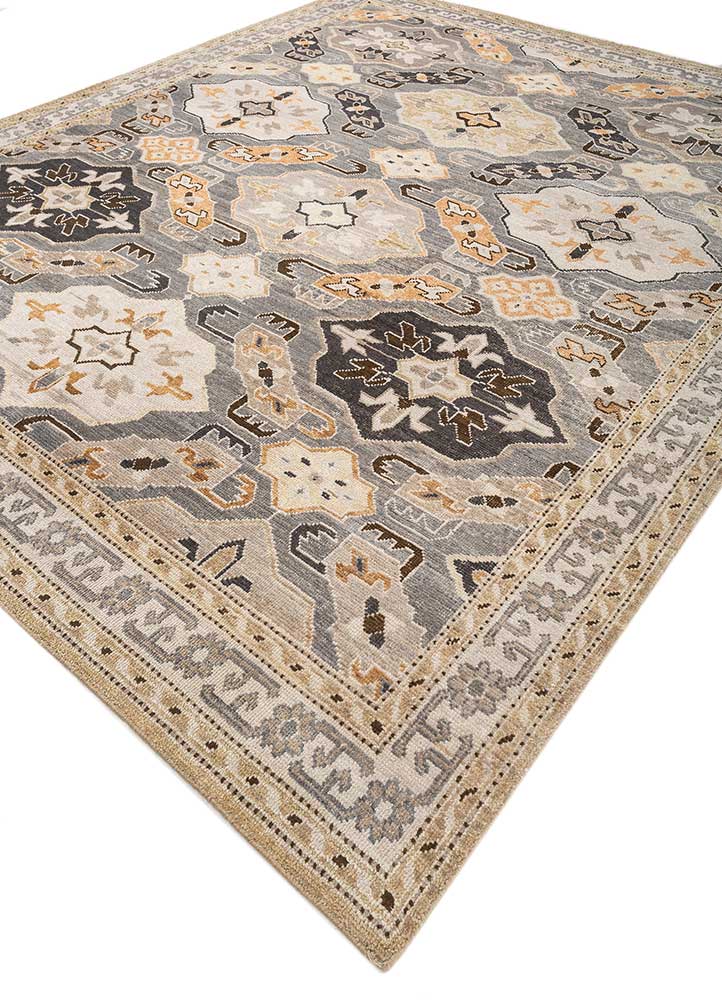 erbe grey and black wool hand knotted Rug - FloorShot
