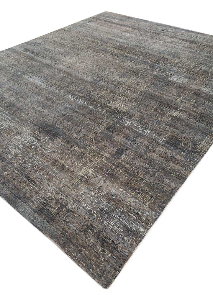 uvenuti grey and black wool hand knotted Rug - FloorShot