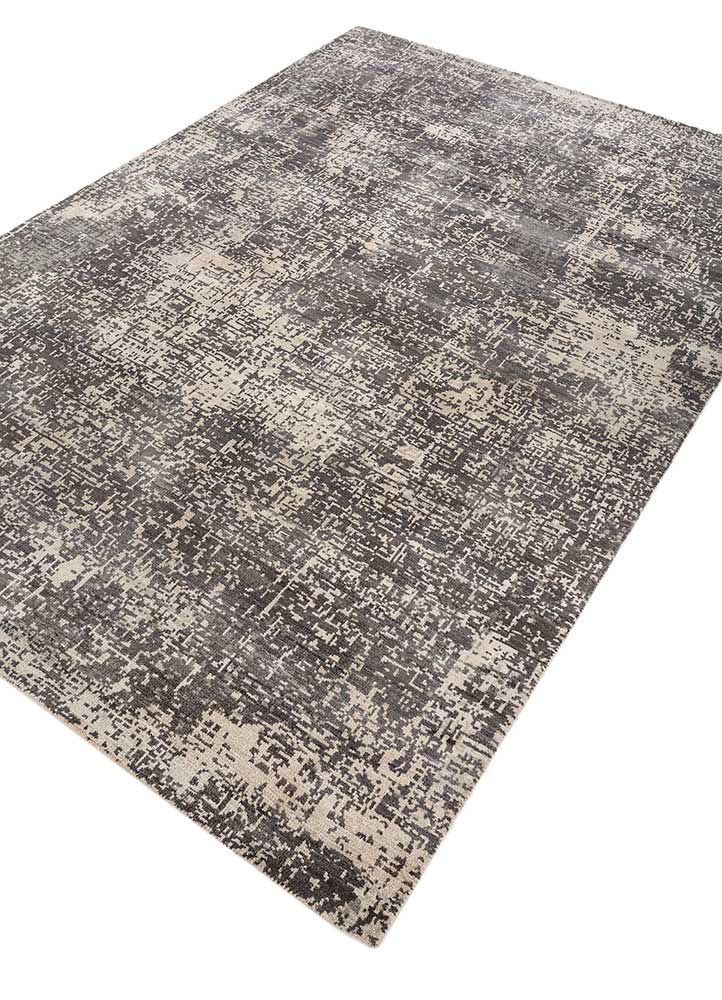 uvenuti grey and black wool hand knotted Rug - FloorShot