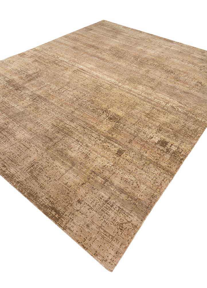 uvenuti beige and brown wool hand knotted Rug - FloorShot