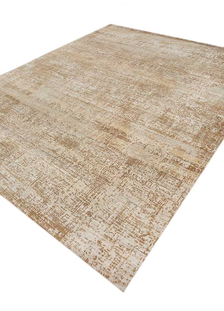 uvenuti beige and brown wool hand knotted Rug - FloorShot