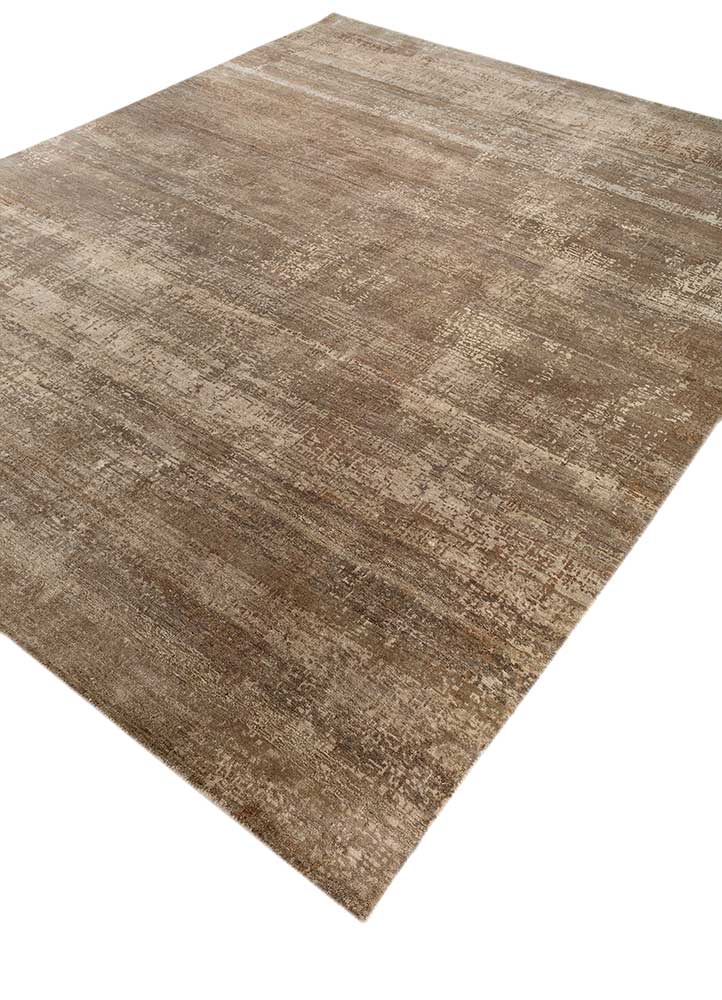 uvenuti beige and brown wool hand knotted Rug - FloorShot