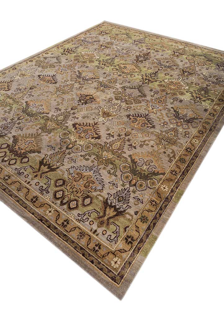 erbe beige and brown wool hand knotted Rug - FloorShot