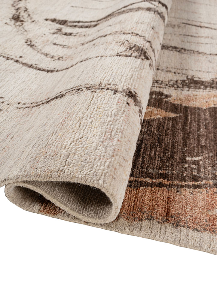 entropy ivory wool hand knotted Rug - FloorShot