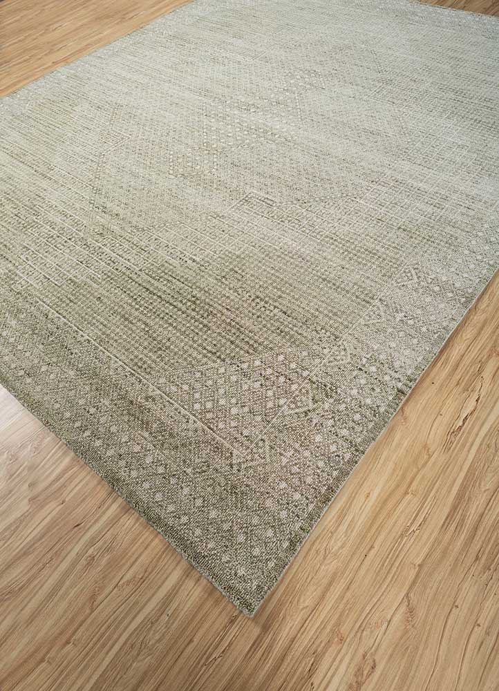 manifest green wool hand knotted Rug - FloorShot