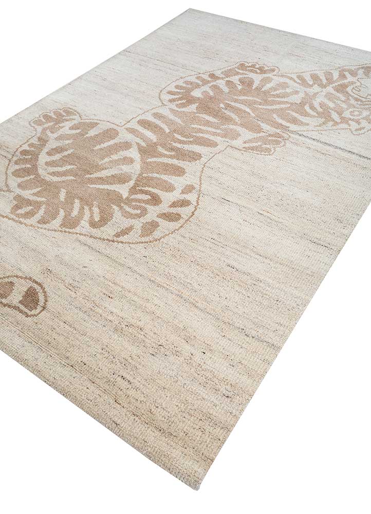 thyme beige and brown wool hand knotted Rug - FloorShot