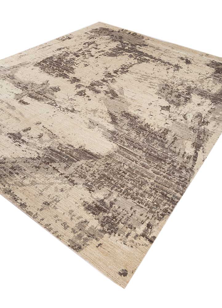 entropy ivory wool hand knotted Rug - FloorShot