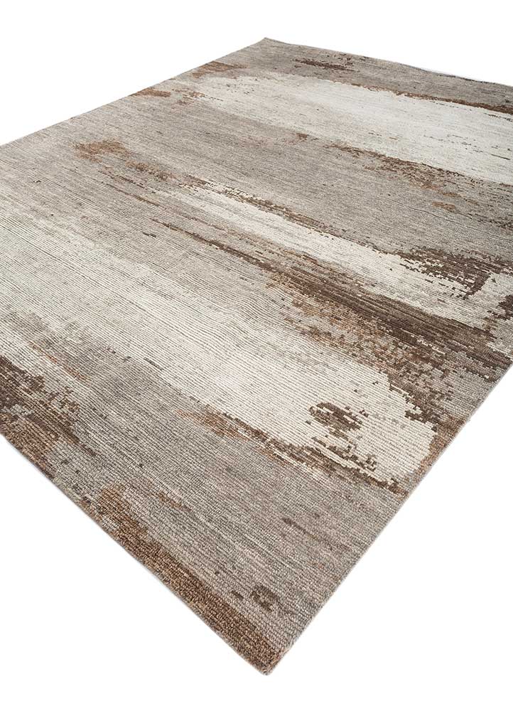 entropy grey and black wool hand knotted Rug - FloorShot