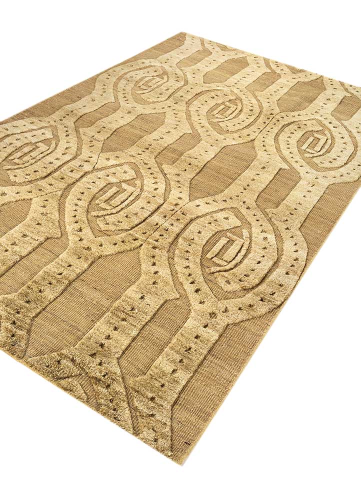 manifest gold wool hand knotted Rug - FloorShot