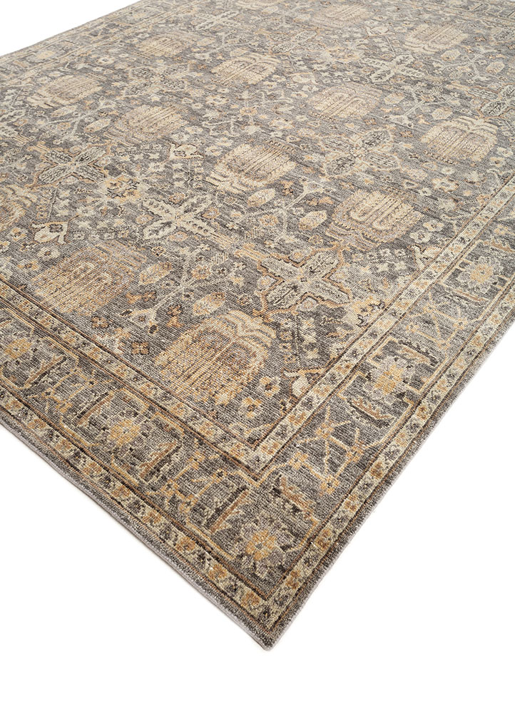 erbe grey and black wool hand knotted Rug - FloorShot