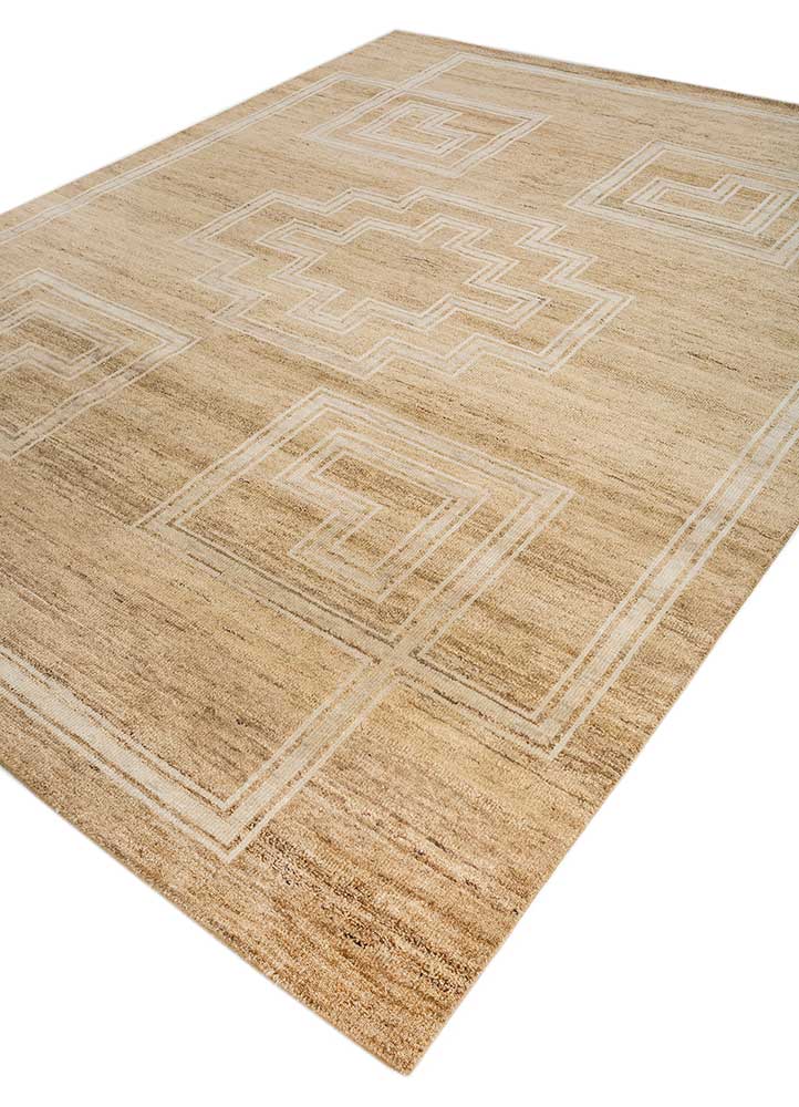 thyme beige and brown wool hand knotted Rug - FloorShot