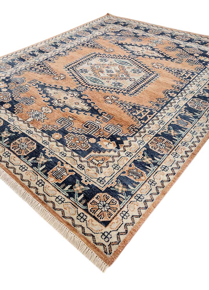 erbe red and orange wool hand knotted Rug - FloorShot