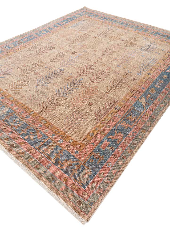 erbe beige and brown wool hand knotted Rug - FloorShot