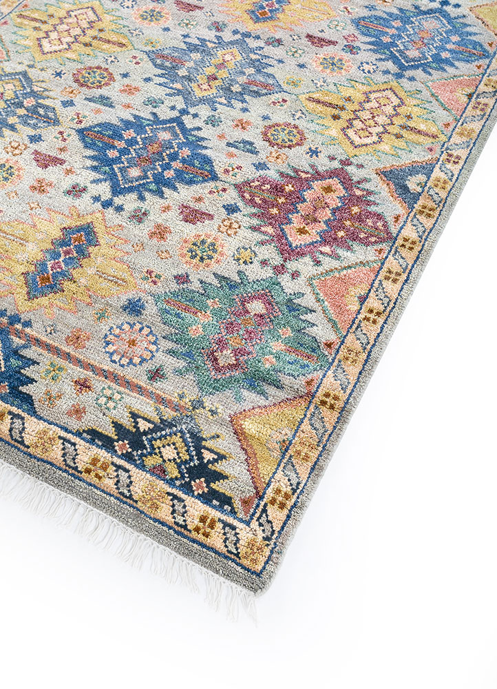 savana multi afghan wool hand knotted Rug - FloorShot