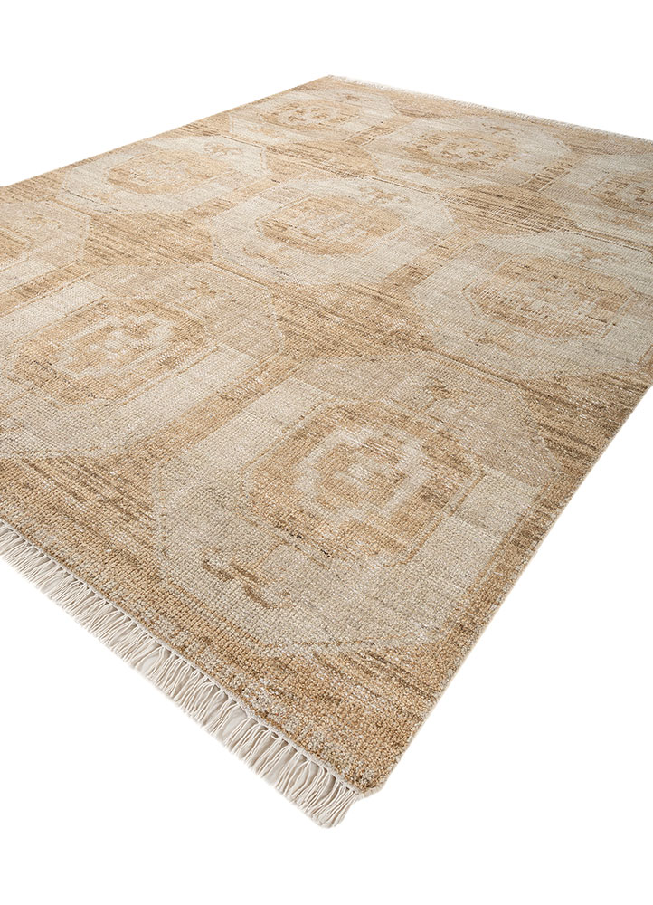 thyme beige and brown wool hand knotted Rug - FloorShot