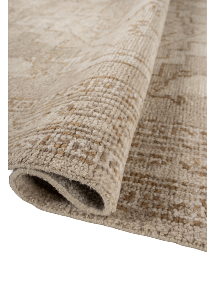 thyme beige and brown wool hand knotted Rug - FloorShot