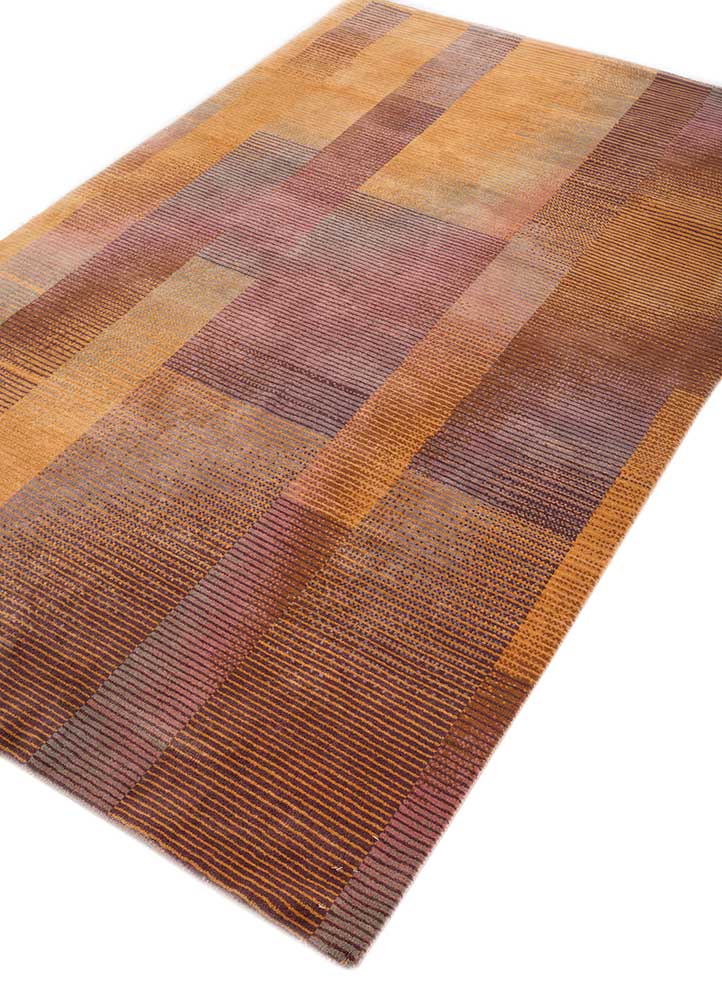 blythe red and orange wool hand knotted Rug - FloorShot