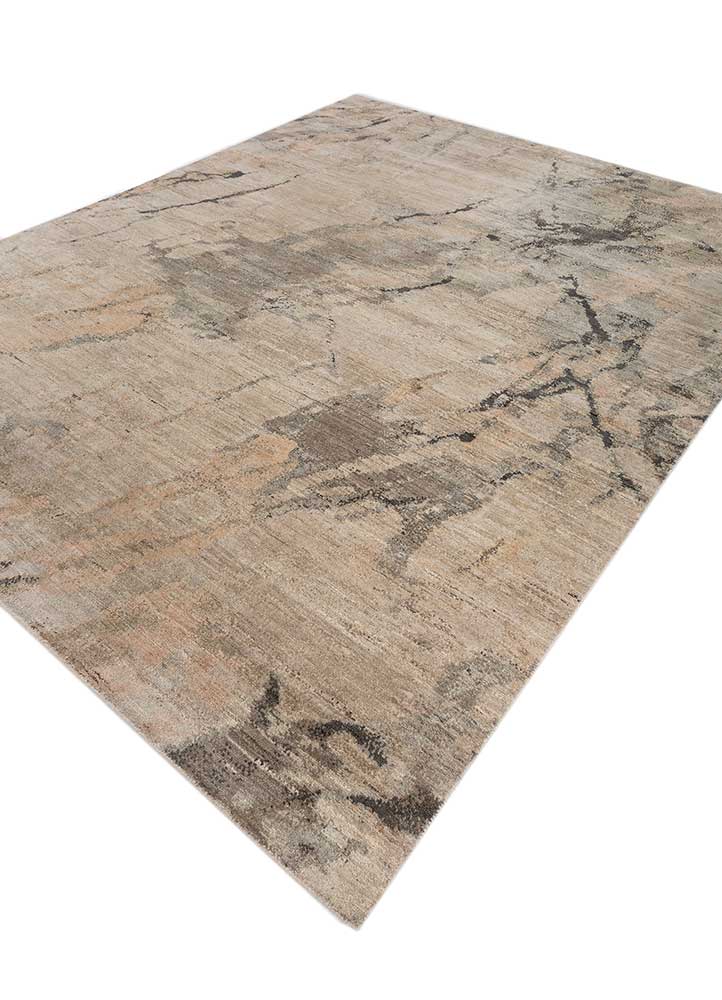 entropy ivory wool hand knotted Rug - FloorShot