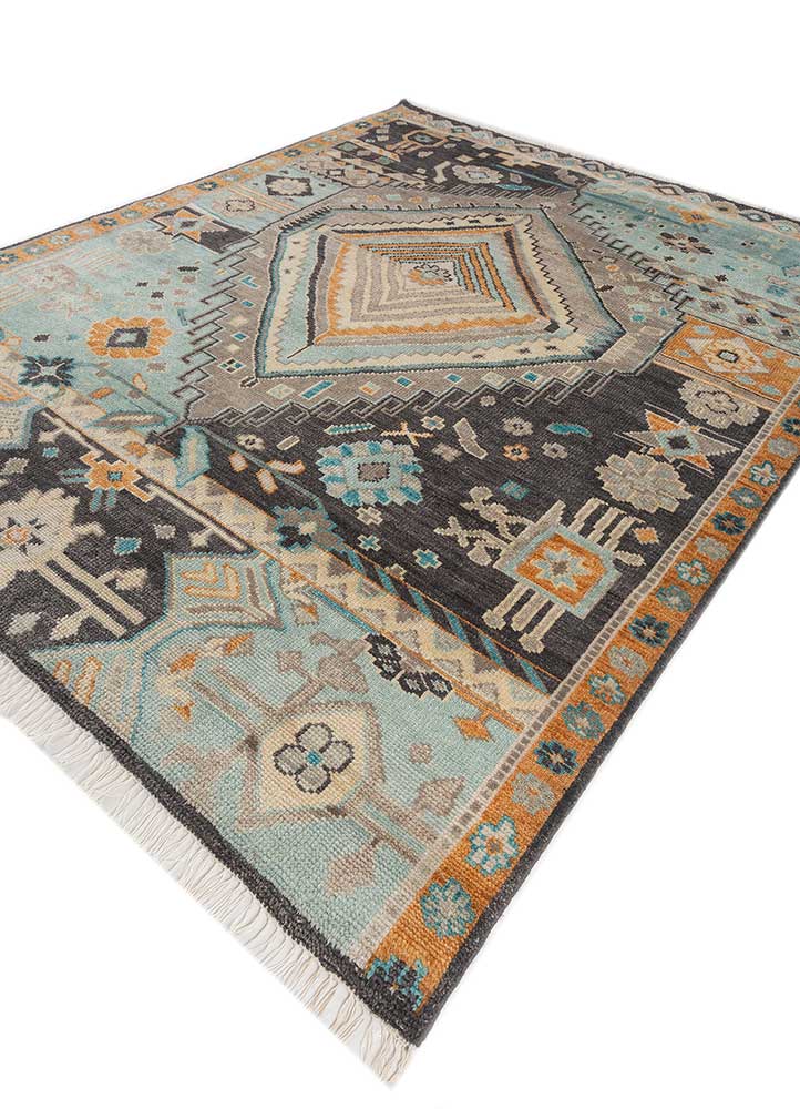 thyme red and orange wool hand knotted Rug - FloorShot