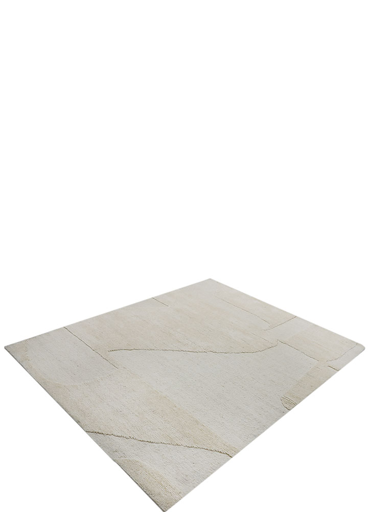 zuri ivory wool hand knotted Rug - FloorShot