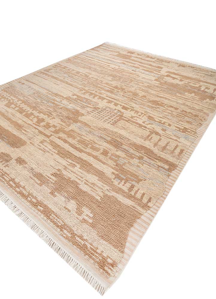 blythe beige and brown wool hand knotted Rug - FloorShot