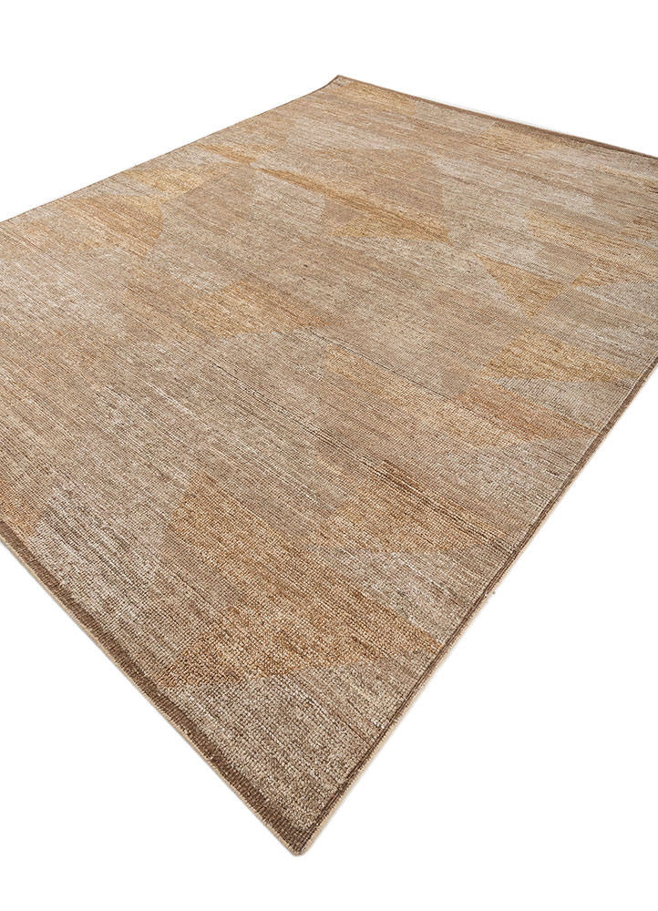 blythe beige and brown wool hand knotted Rug - FloorShot