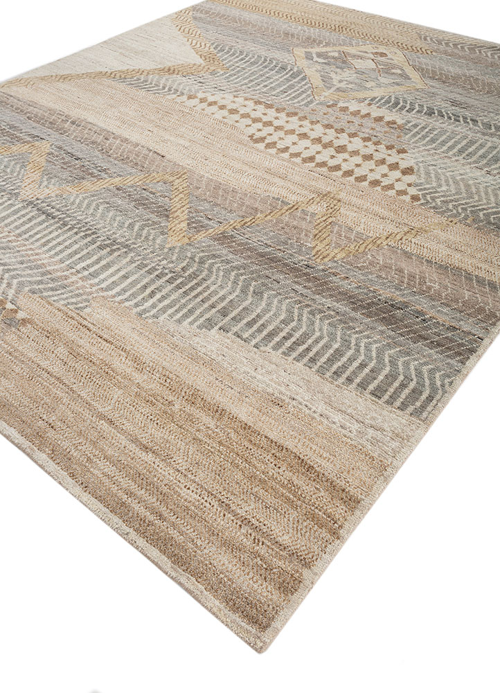 erbe gold afghan wool hand knotted Rug - FloorShot