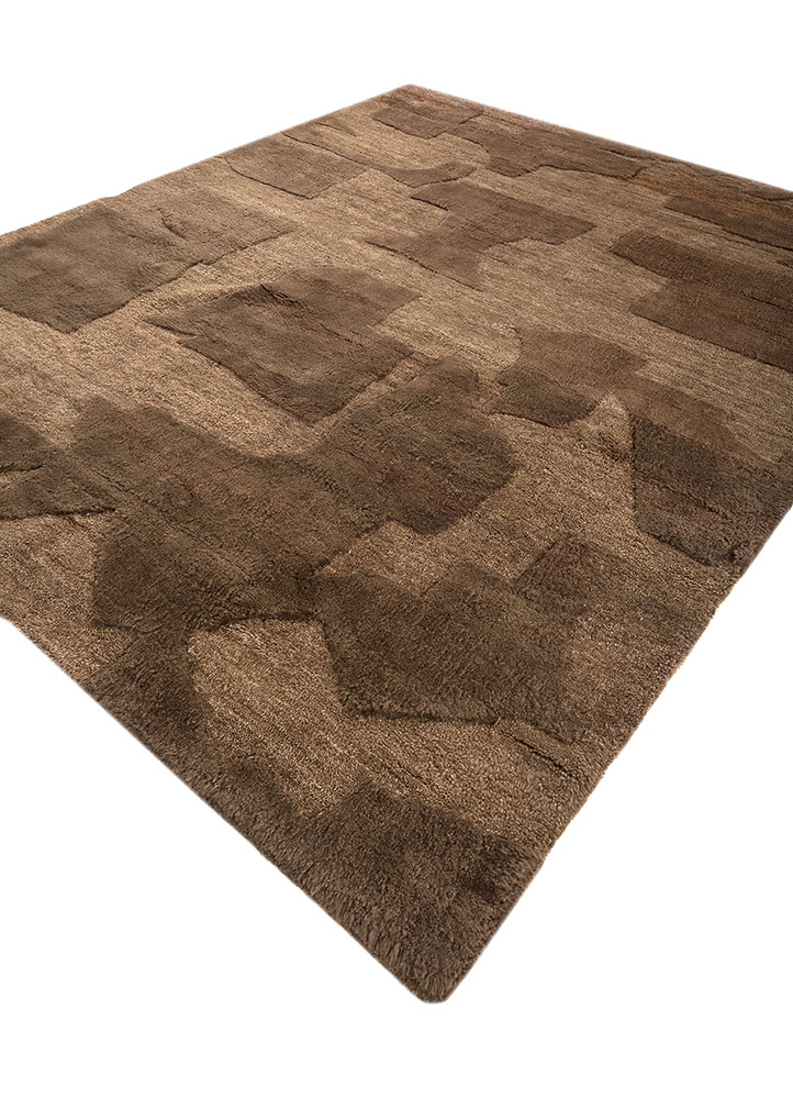 zuri beige and brown wool hand knotted Rug - FloorShot