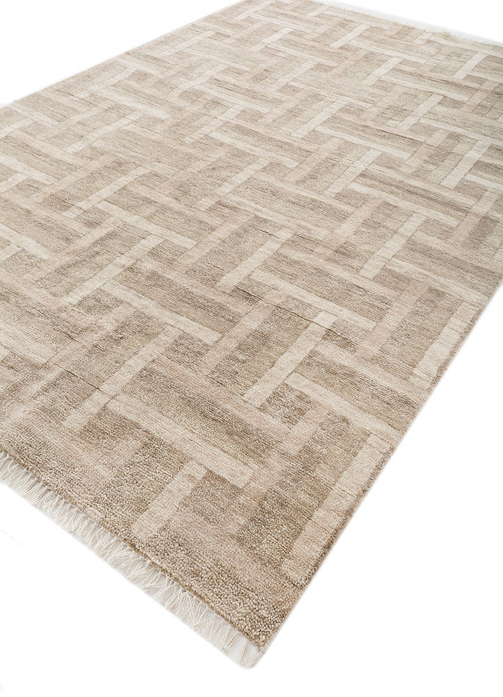 manifest beige and brown wool hand knotted Rug - FloorShot