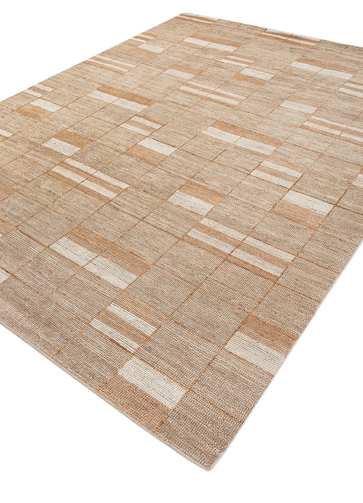 blythe beige and brown wool hand knotted Rug - FloorShot