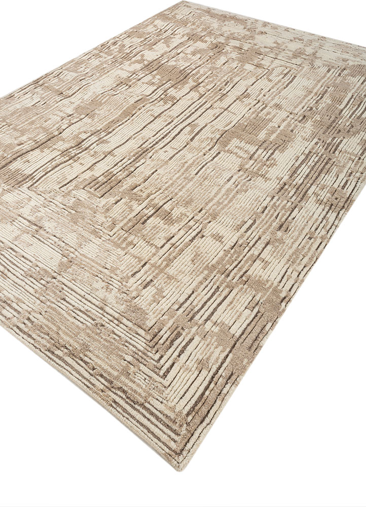 entropy beige and brown wool hand knotted Rug - FloorShot