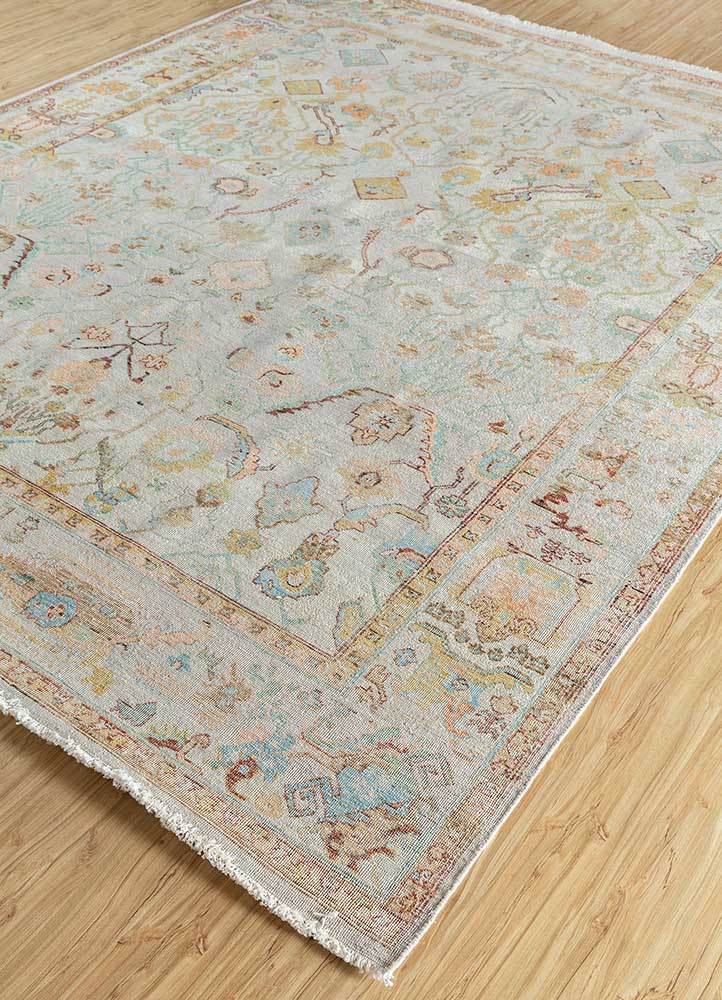 someplace in time ivory afghan wool hand knotted Rug - FloorShot