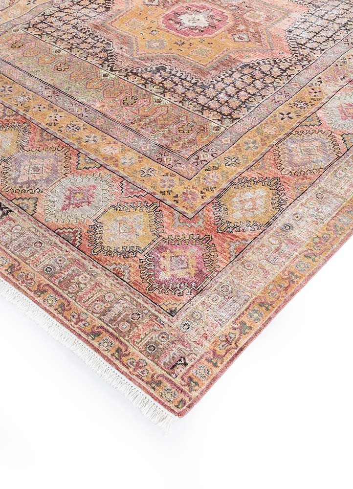 erbe red and orange afghan wool hand knotted Rug - FloorShot