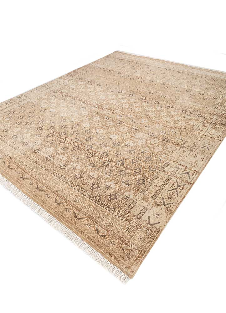 viscaya beige and brown wool hand knotted Rug - FloorShot