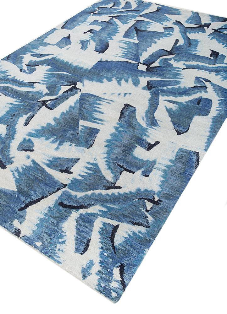 clan blue wool hand knotted Rug - FloorShot
