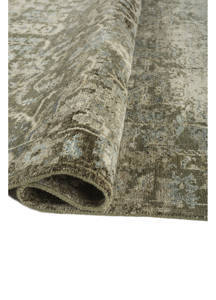 erbe green wool hand knotted Rug - FloorShot