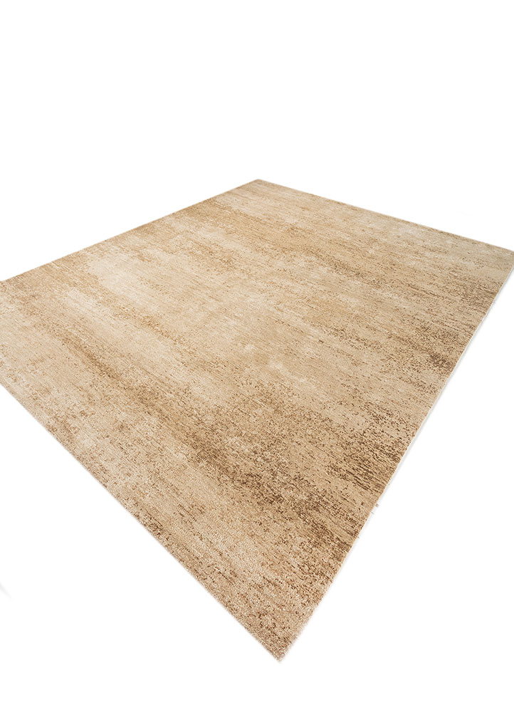 entropy beige and brown wool and silk hand knotted Rug - FloorShot
