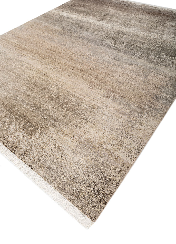 afterglow by kavi ivory afghan wool and silk hand knotted Rug - FloorShot