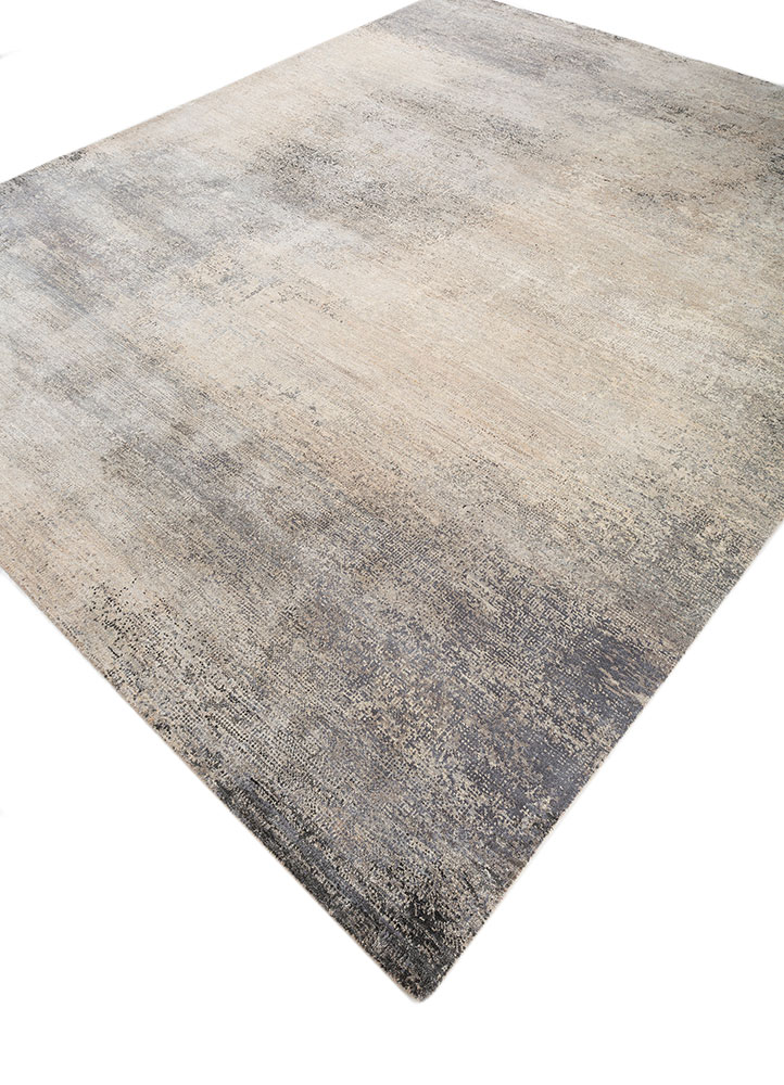 entropy ivory afghan wool and silk hand knotted Rug - FloorShot