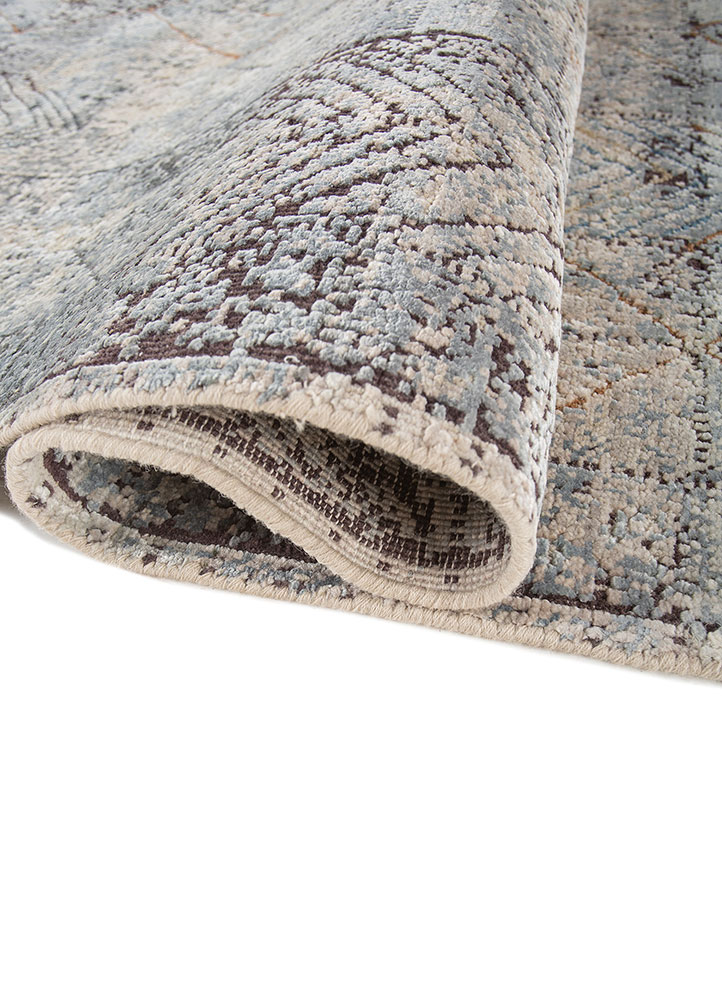 entropy blue wool and silk hand knotted Rug - FloorShot